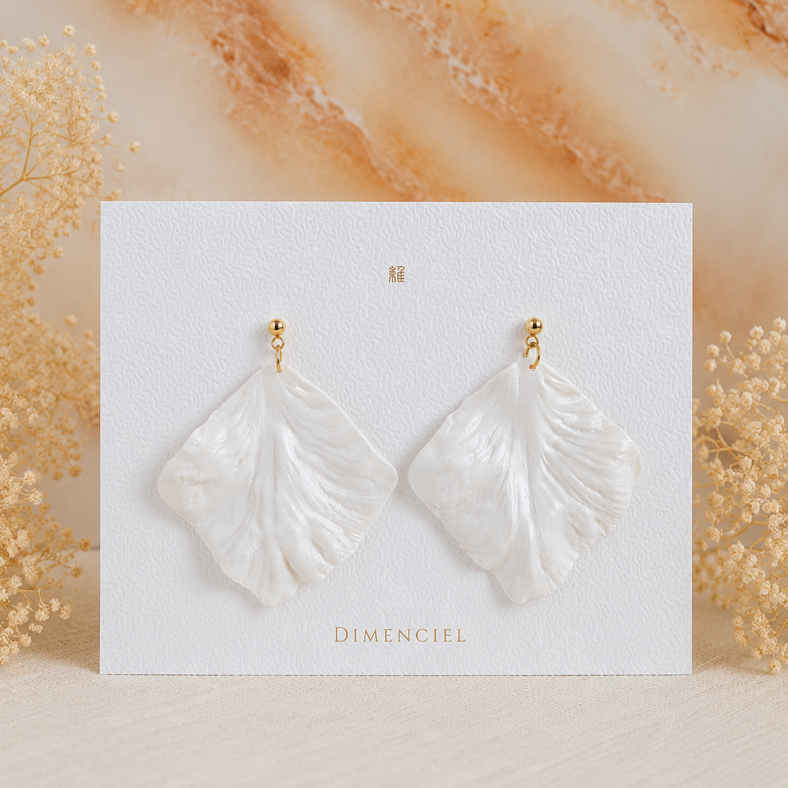 Pearl White Large Square Petal Earrings