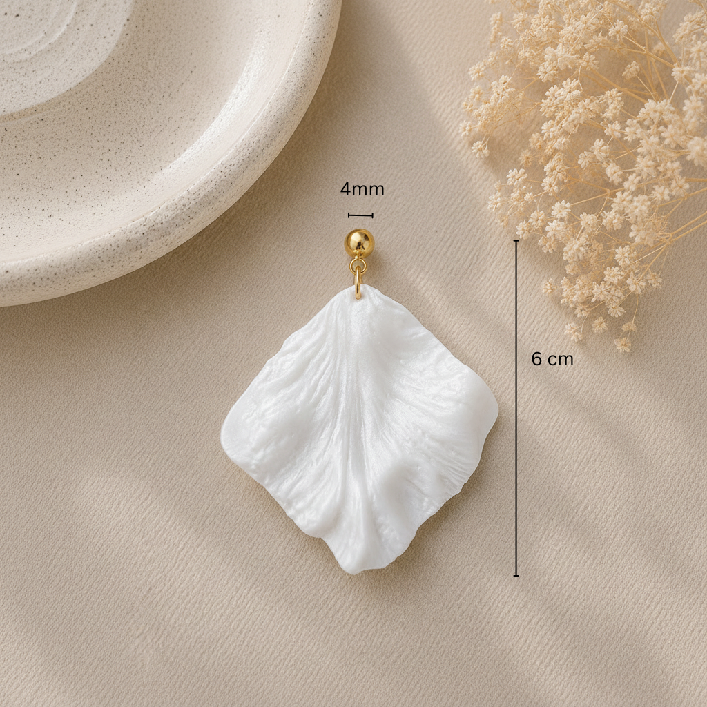 Pearl White Large Square Petal Earrings