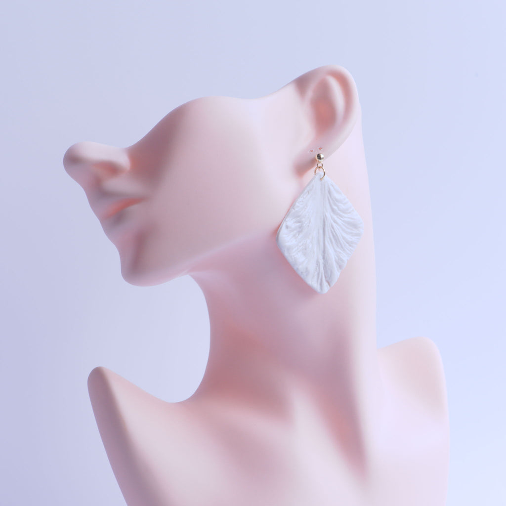 Pearl White Large Square Earrings