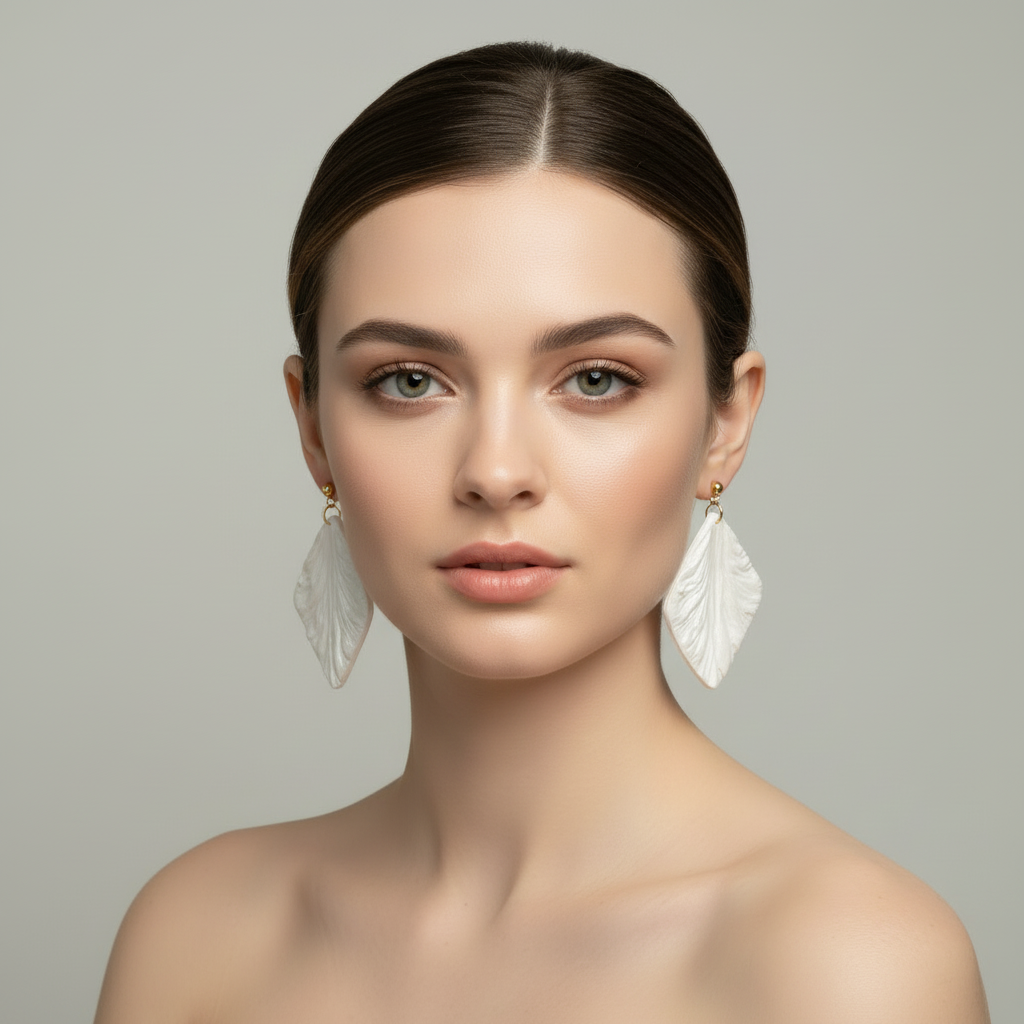 Bold Statement Earrings Pearl White Lightweight Square