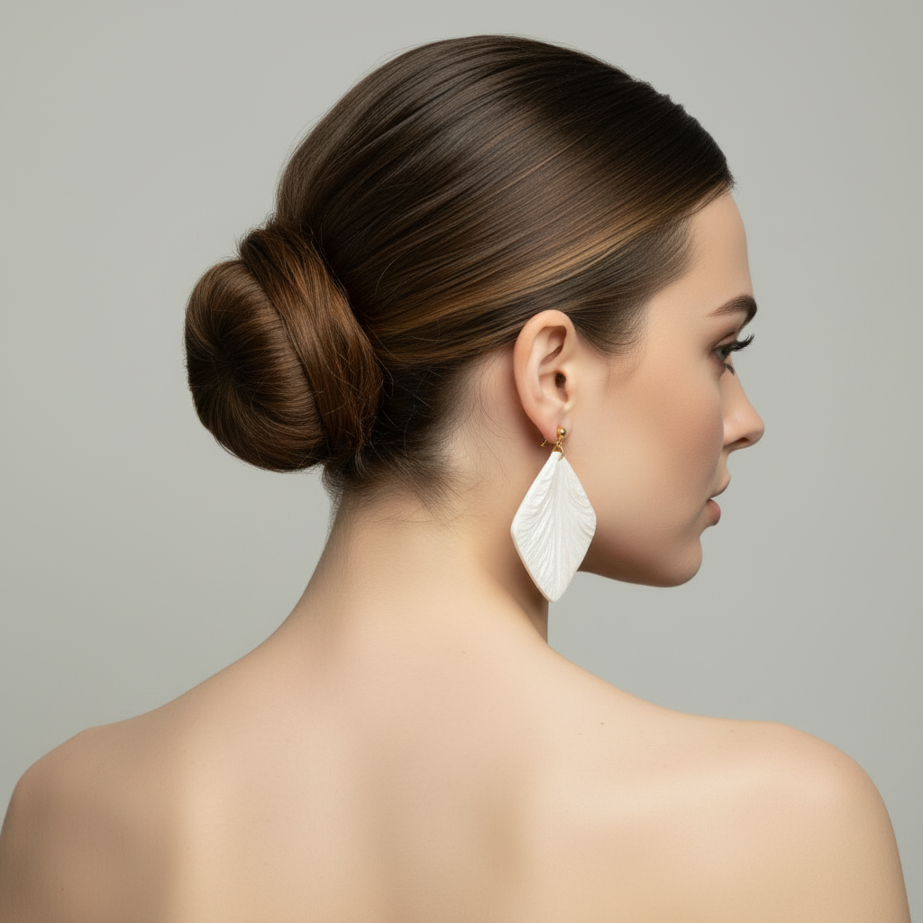 Bold Statement Earrings Pearl White Lightweight Square