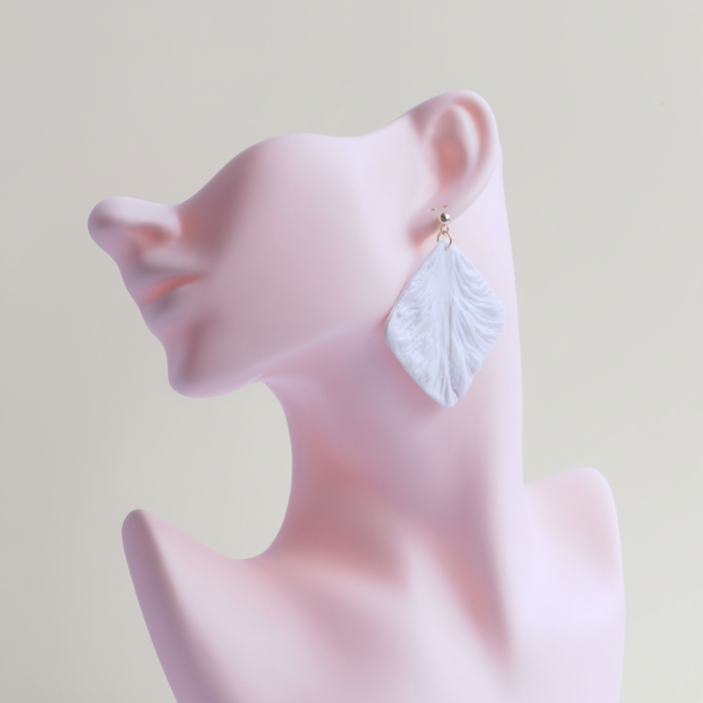 Bold Statement Earrings Pearl White Lightweight Square