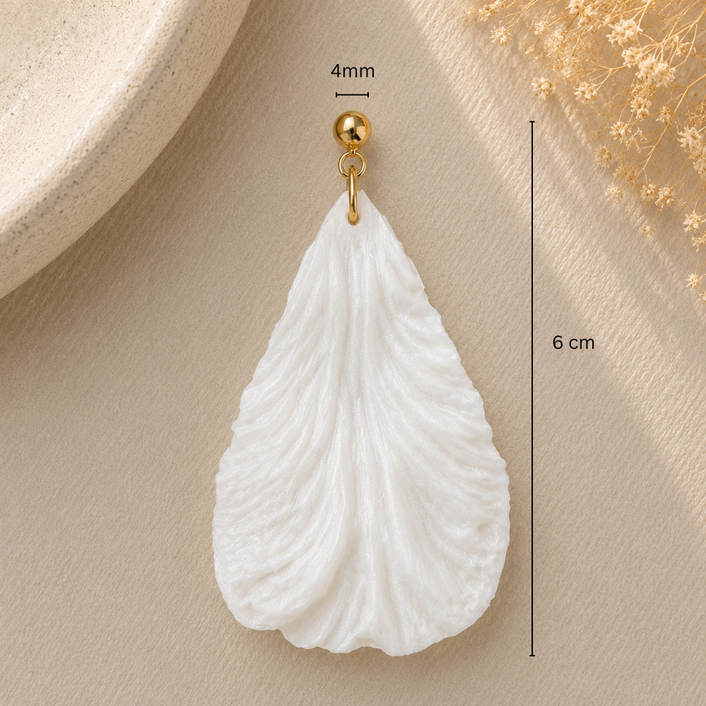 Pearl White Large Teardrop Earrings