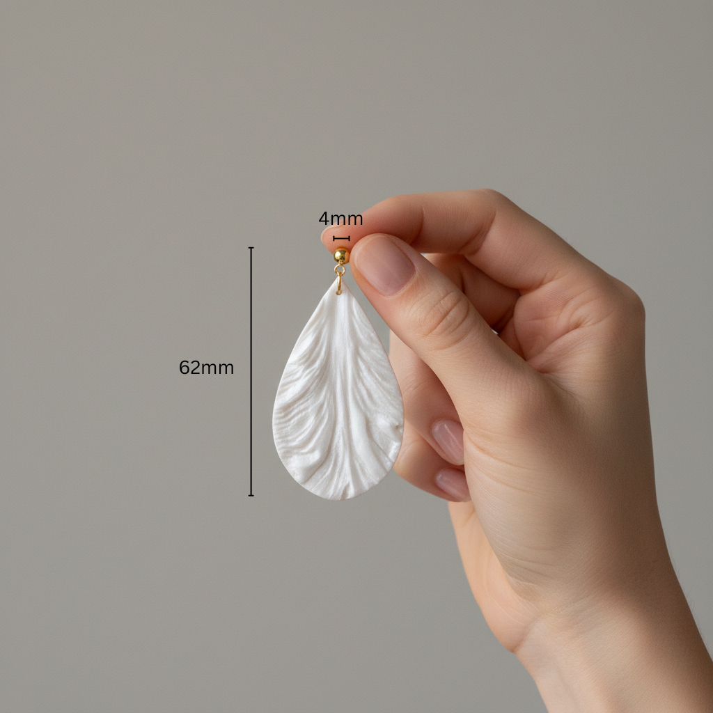 Bold Statement Earrings Pearl White Lightweight Teardrop