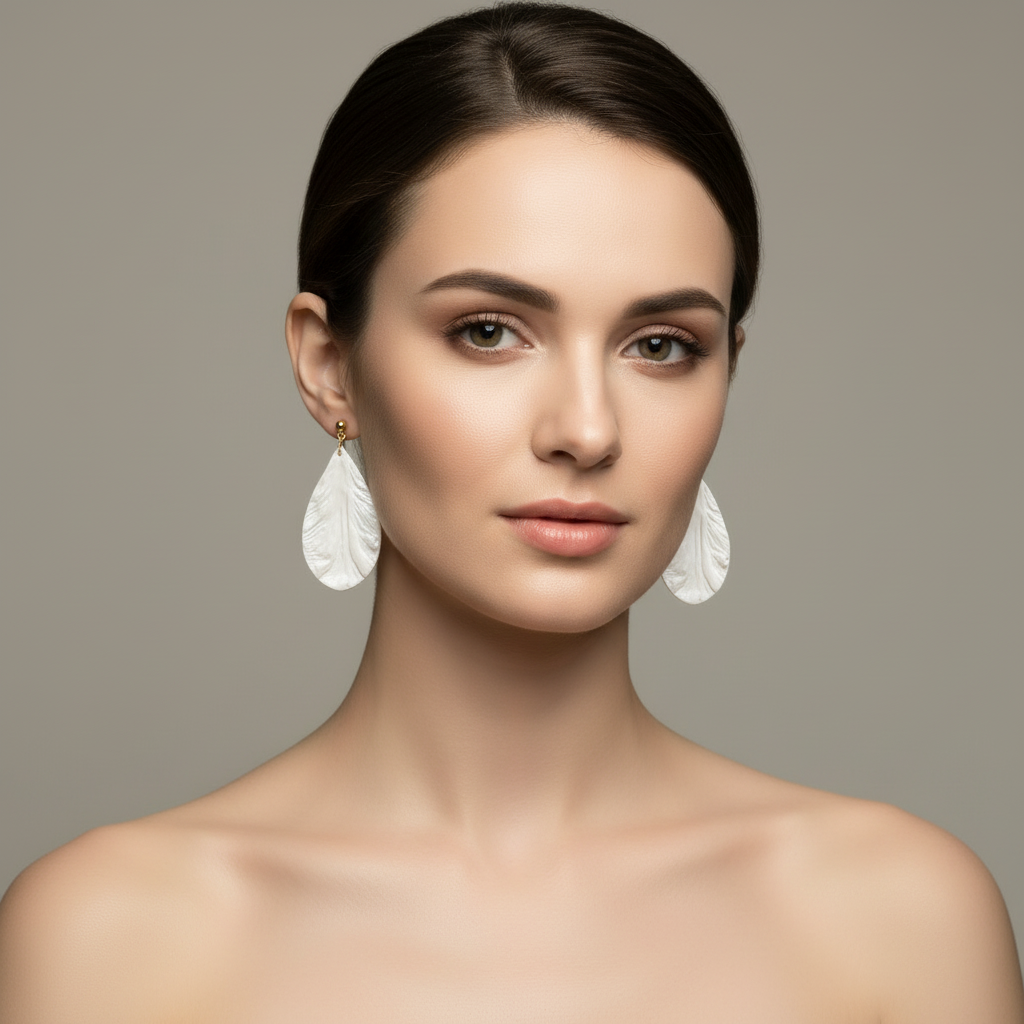 Bold Statement Earrings Pearl White Lightweight Teardrop