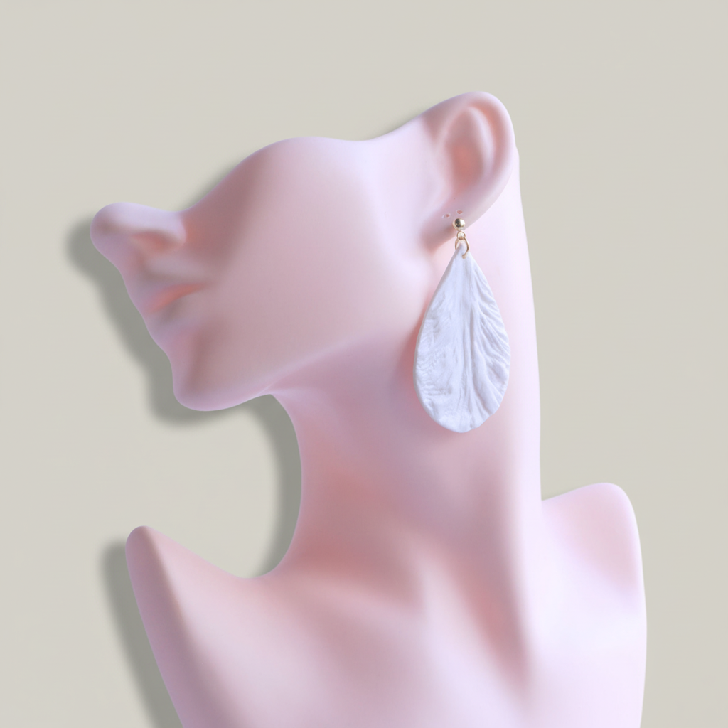 Bold Statement Earrings Pearl White Lightweight Teardrop