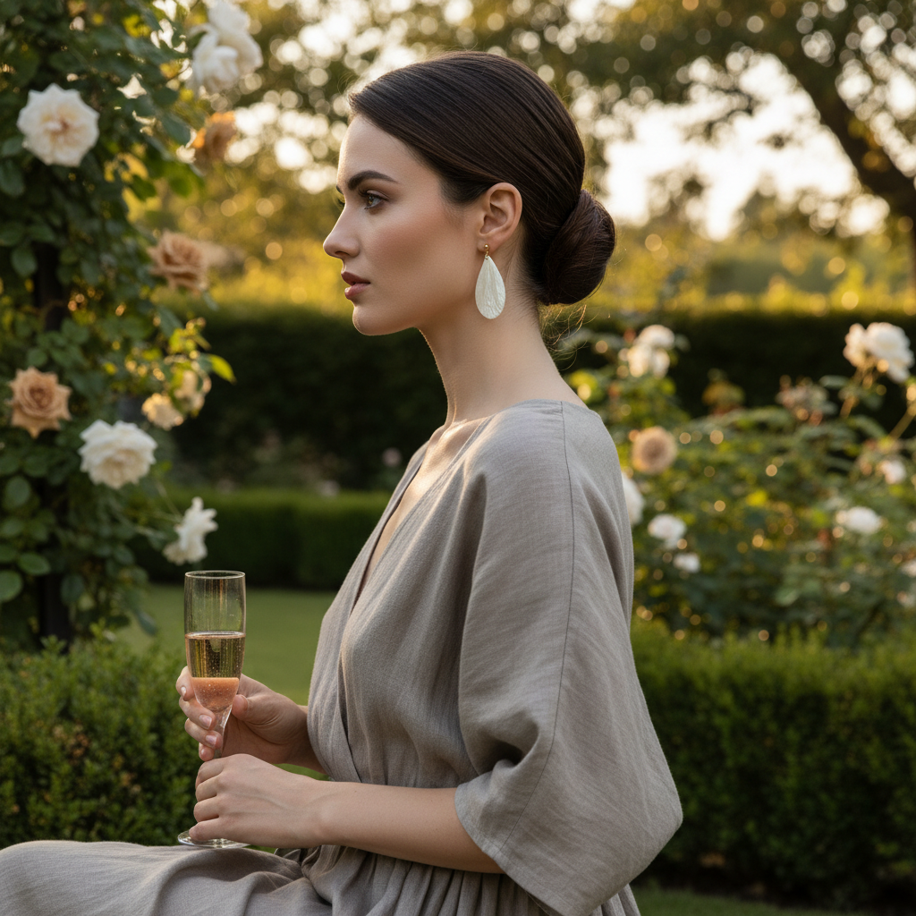 Bold statement earrings pearl white lightweight teardrop