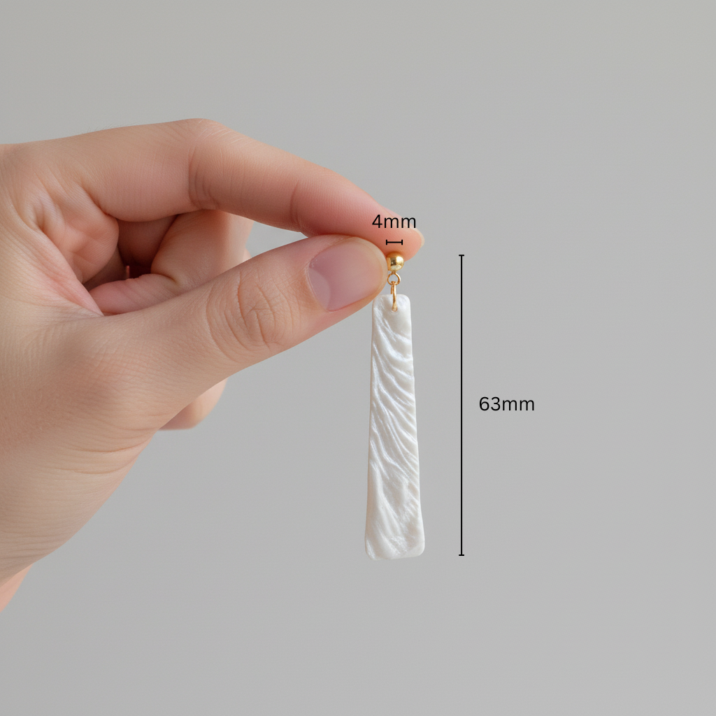 Bold Statement Earrings Pearl White Lightweight Trapezoid