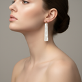 Bold Statement Earrings Pearl White Lightweight Trapezoid
