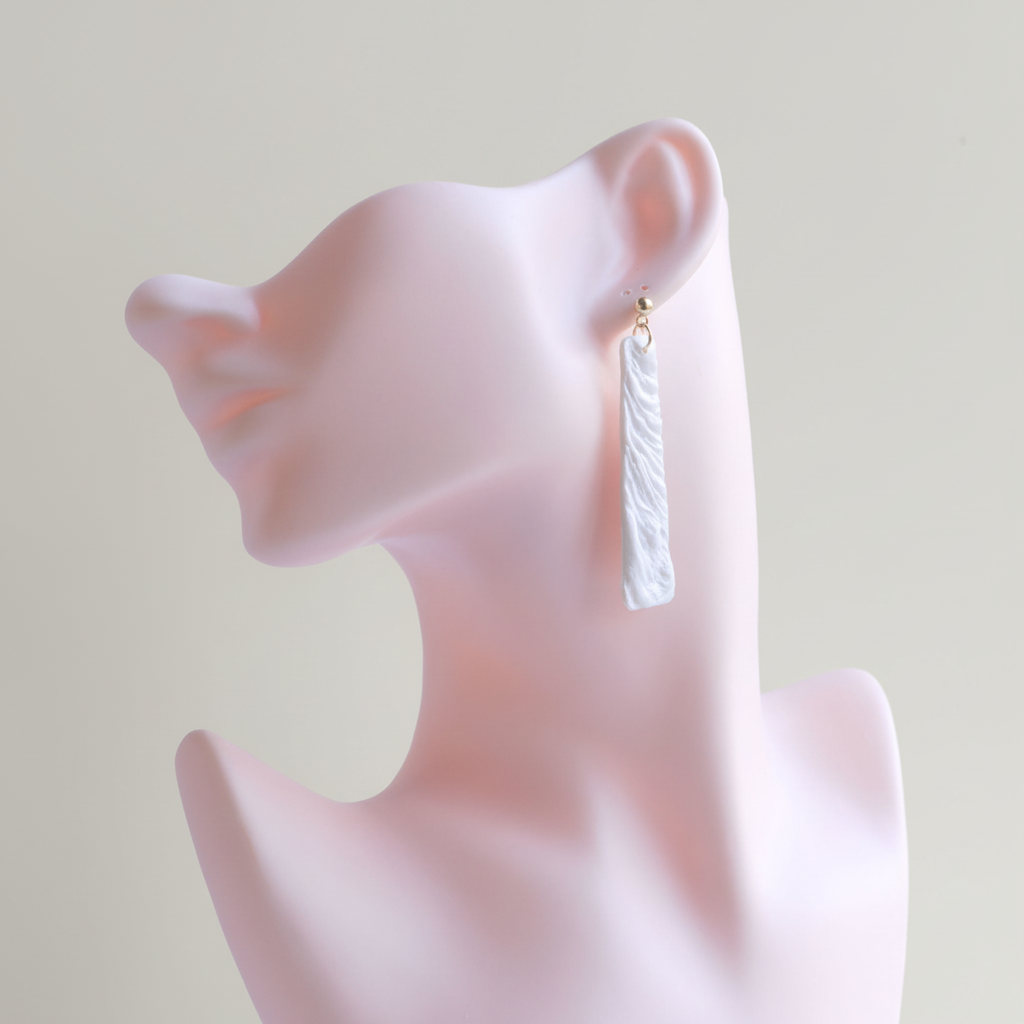Bold Statement Earrings Pearl White Lightweight Trapezoid