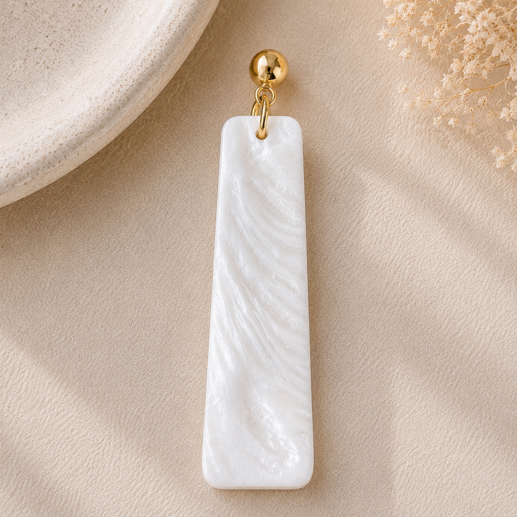 Pearl White Trapezoid Earrings