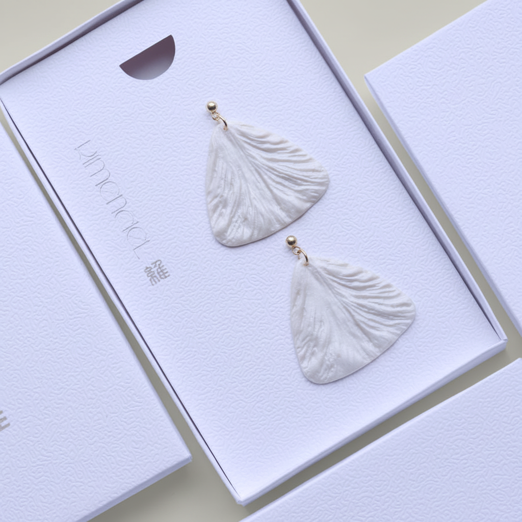 Bold Statement Earrings Pearl White Lightweight Triangle