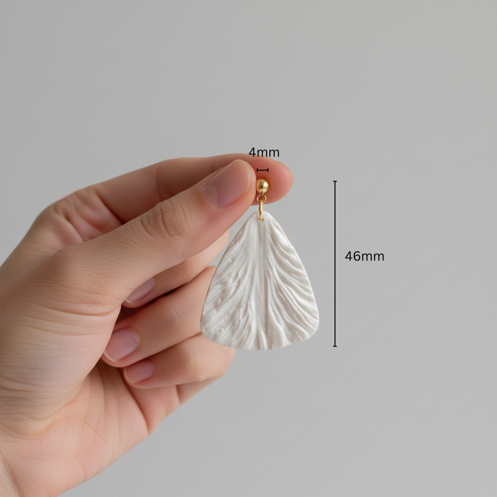 Bold Statement Earrings Pearl White Lightweight Triangle