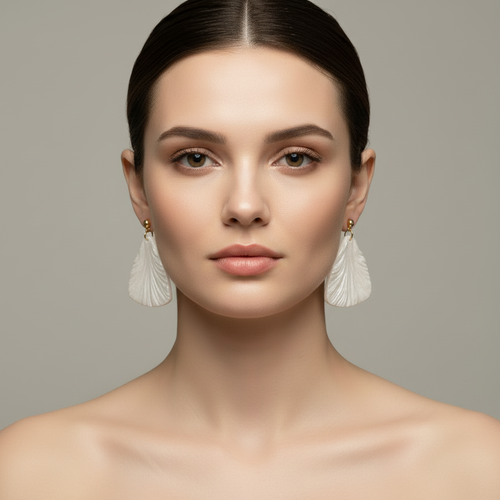 Bold Statement Earrings Pearl White Lightweight Triangle