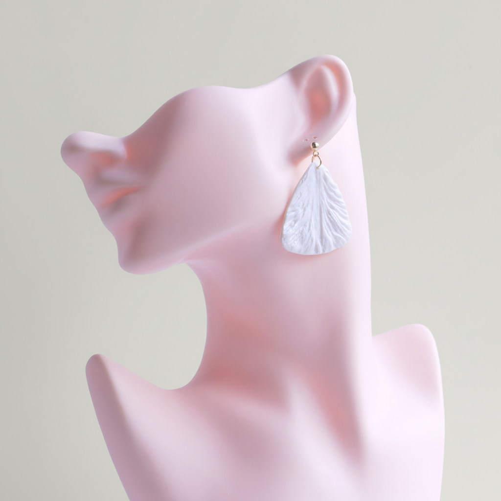 Bold Statement Earrings Pearl White Lightweight Triangle