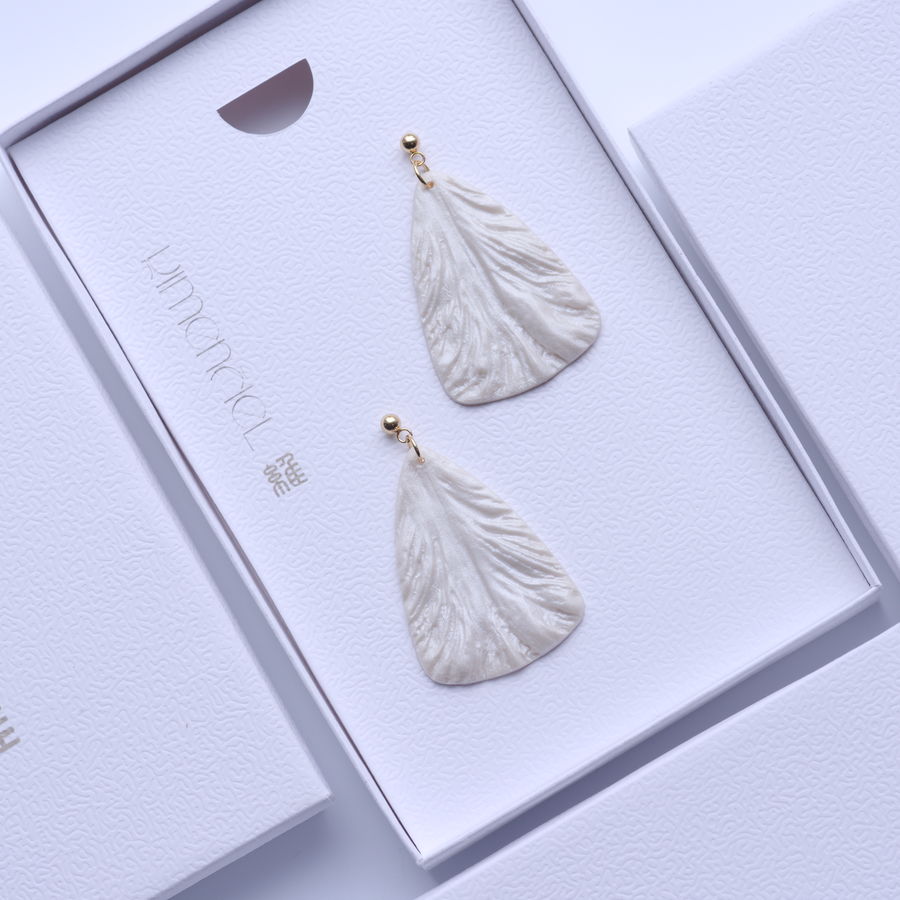 Pearl White Large Triangle Earrings