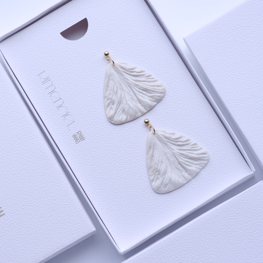 Pearl White Triangle Earrings