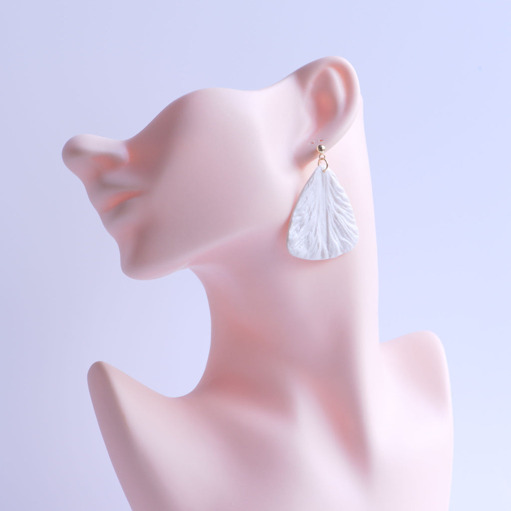 Pearl White Triangle Earrings