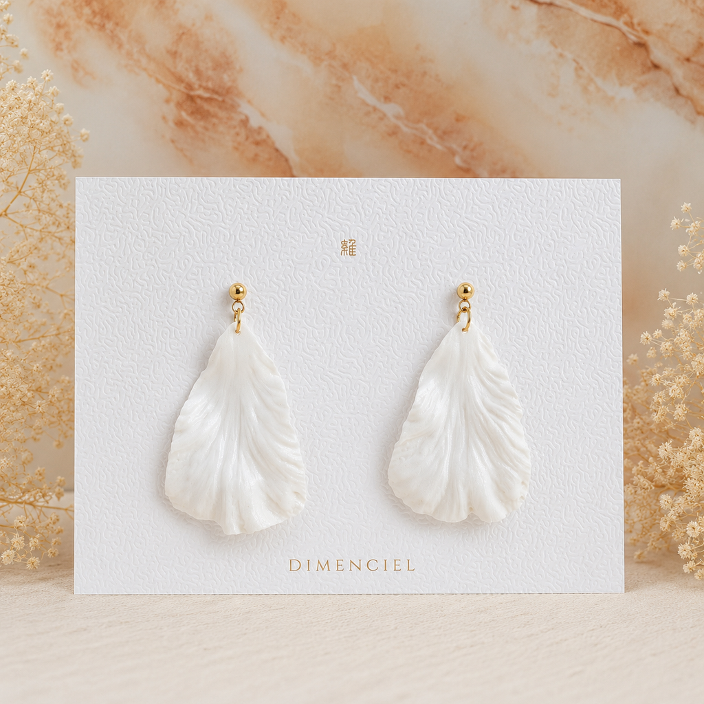 Pearl White Large Triangle Earrings