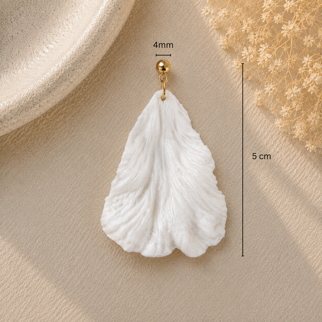 Pearl White Large Triangle Earrings