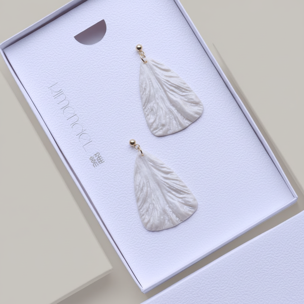 Bold Statement Earrings Pearl White Lightweight Triangle