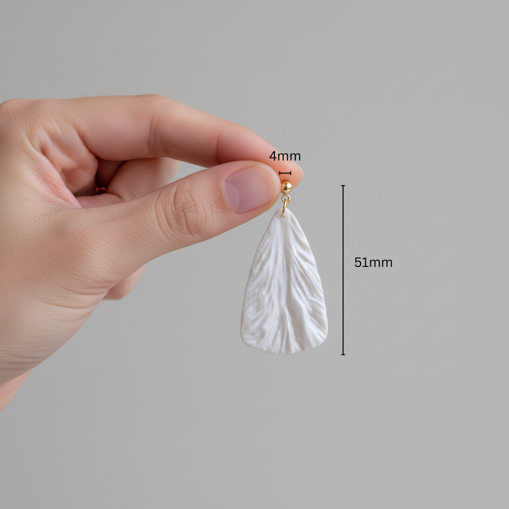 Bold Statement Earrings Pearl White Lightweight Triangle