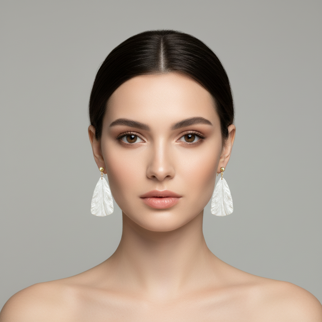 Bold Statement Earrings Pearl White Lightweight Triangle
