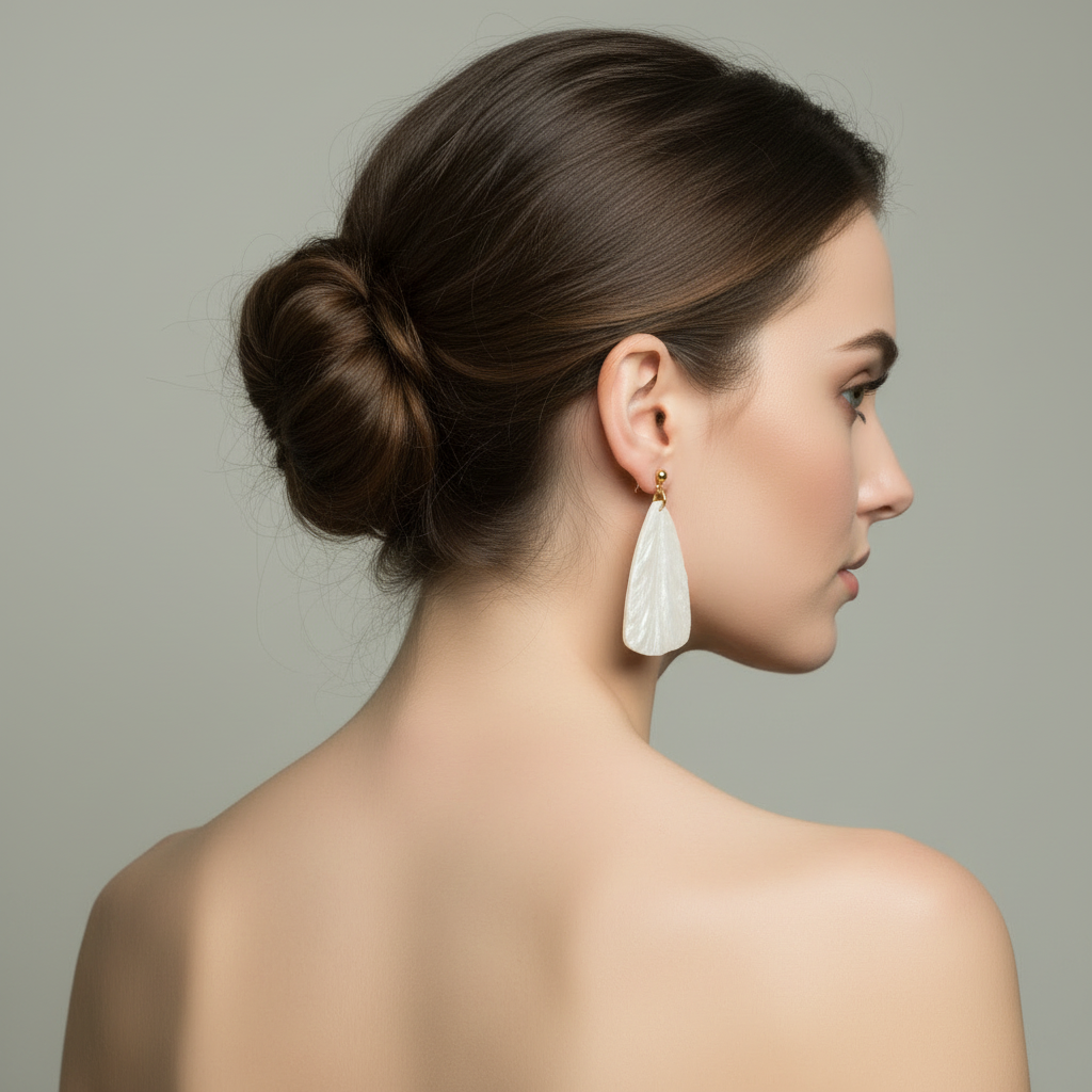 Bold Statement Earrings Pearl White Lightweight Triangle