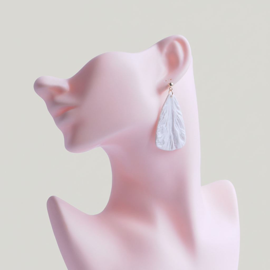 Bold Statement Earrings Pearl White Lightweight Triangle