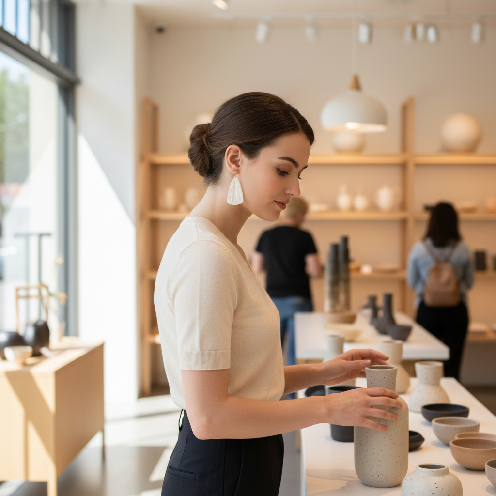 Bold statement earrings pearl white lightweight triangle