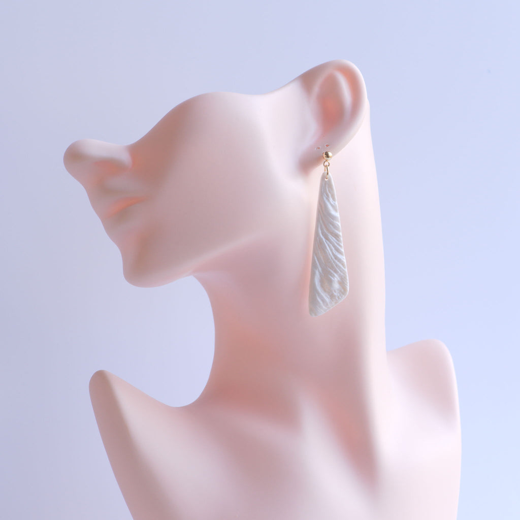Pearl White Long Pyramid Earrings