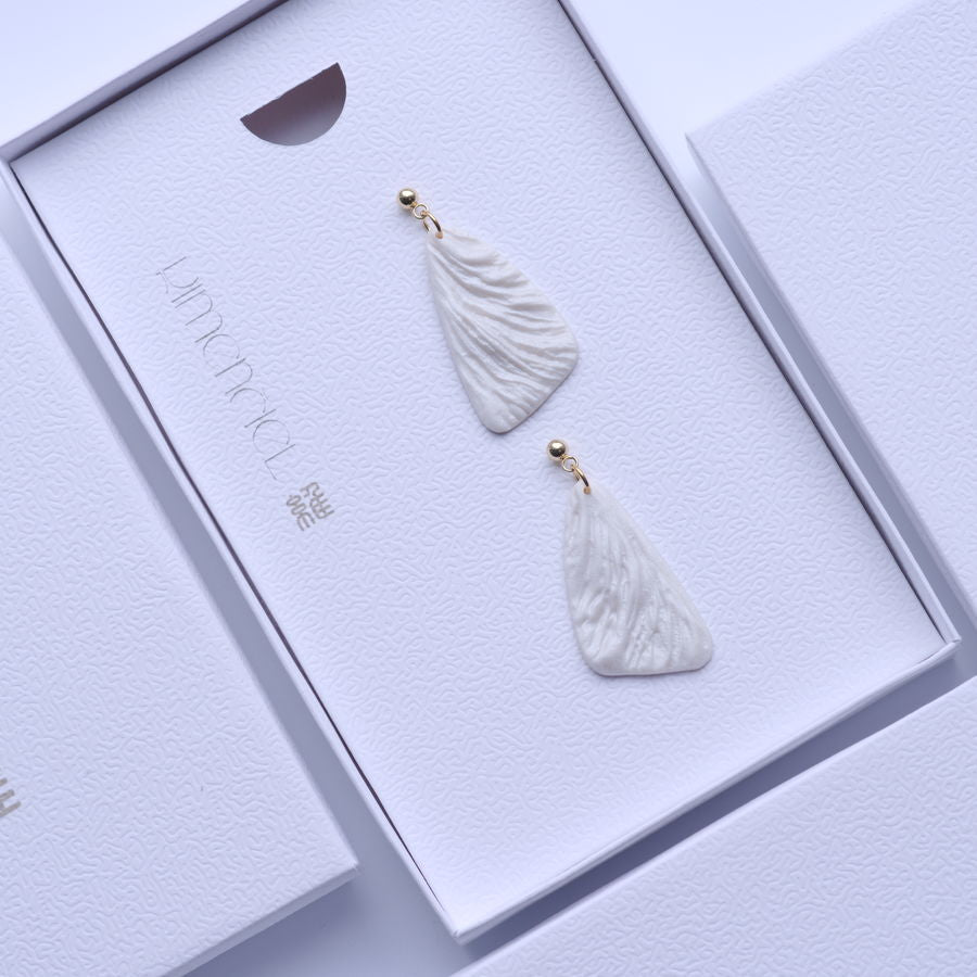 Pearl White Long Butterfly Wings Earrings