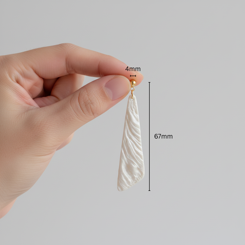 Bold Statement Earrings Pearl White Lightweight Triangle