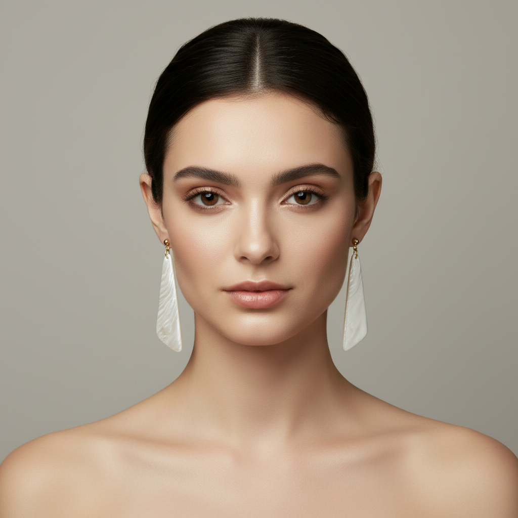 Bold Statement Earrings Pearl White Lightweight Triangle