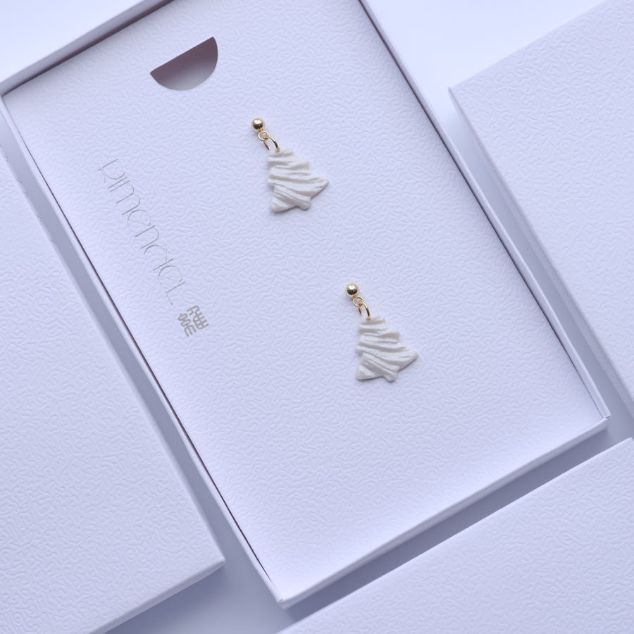 Pearl White Xmas Tree Earrings