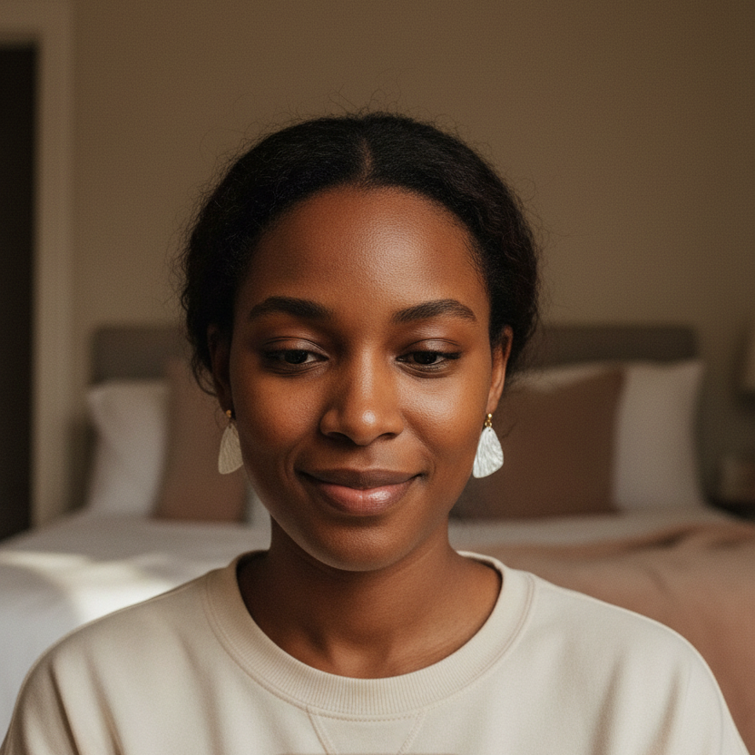 Cozy selfie with earrings