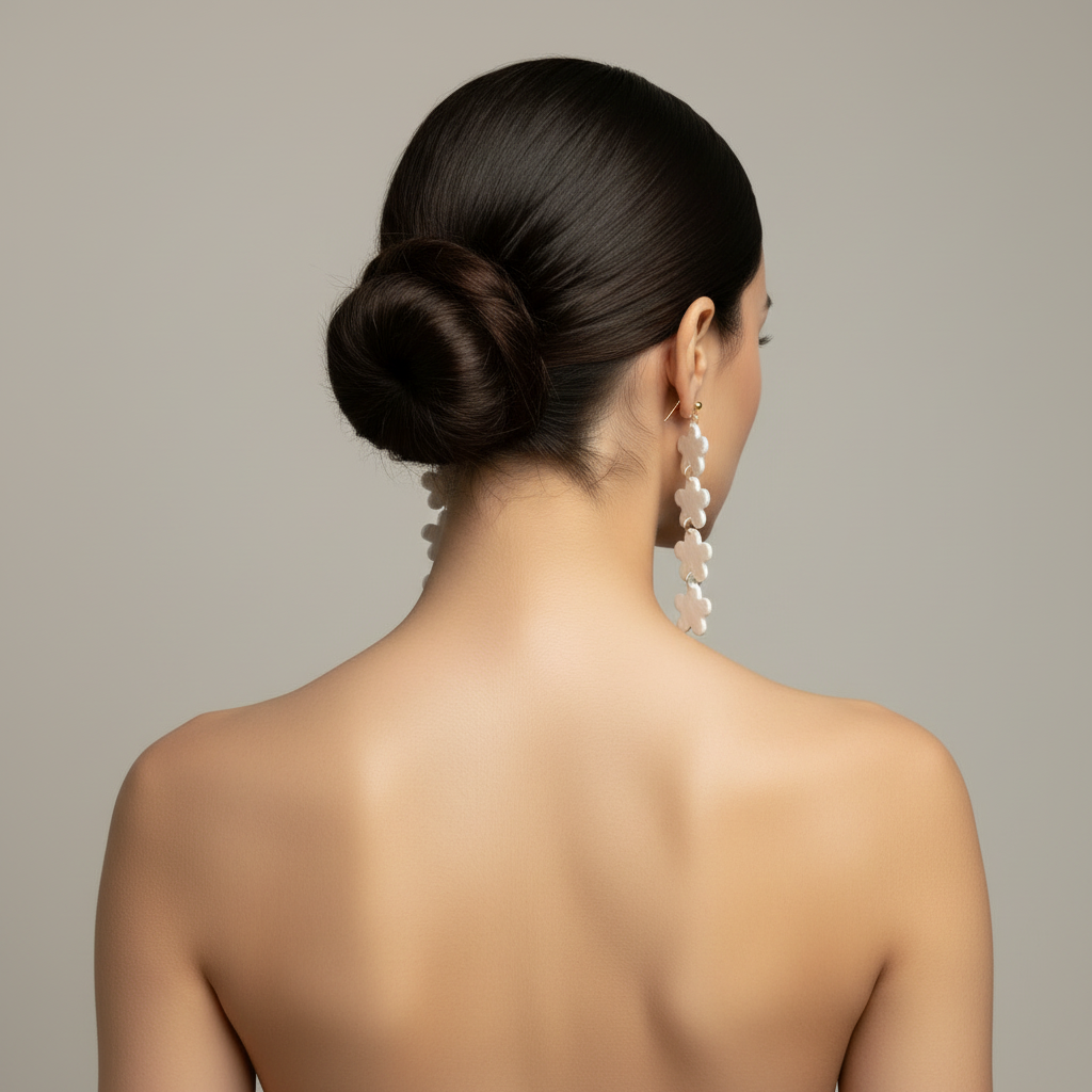 Drop Dangle Earrings Pearl White Lightweight Flower