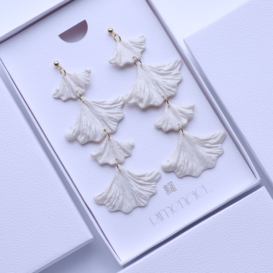 Pearl White Ginkgo Earrings