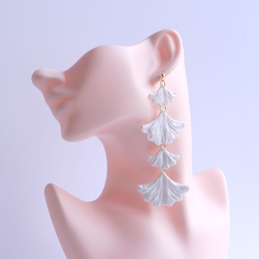 Pearl White Ginkgo Earrings