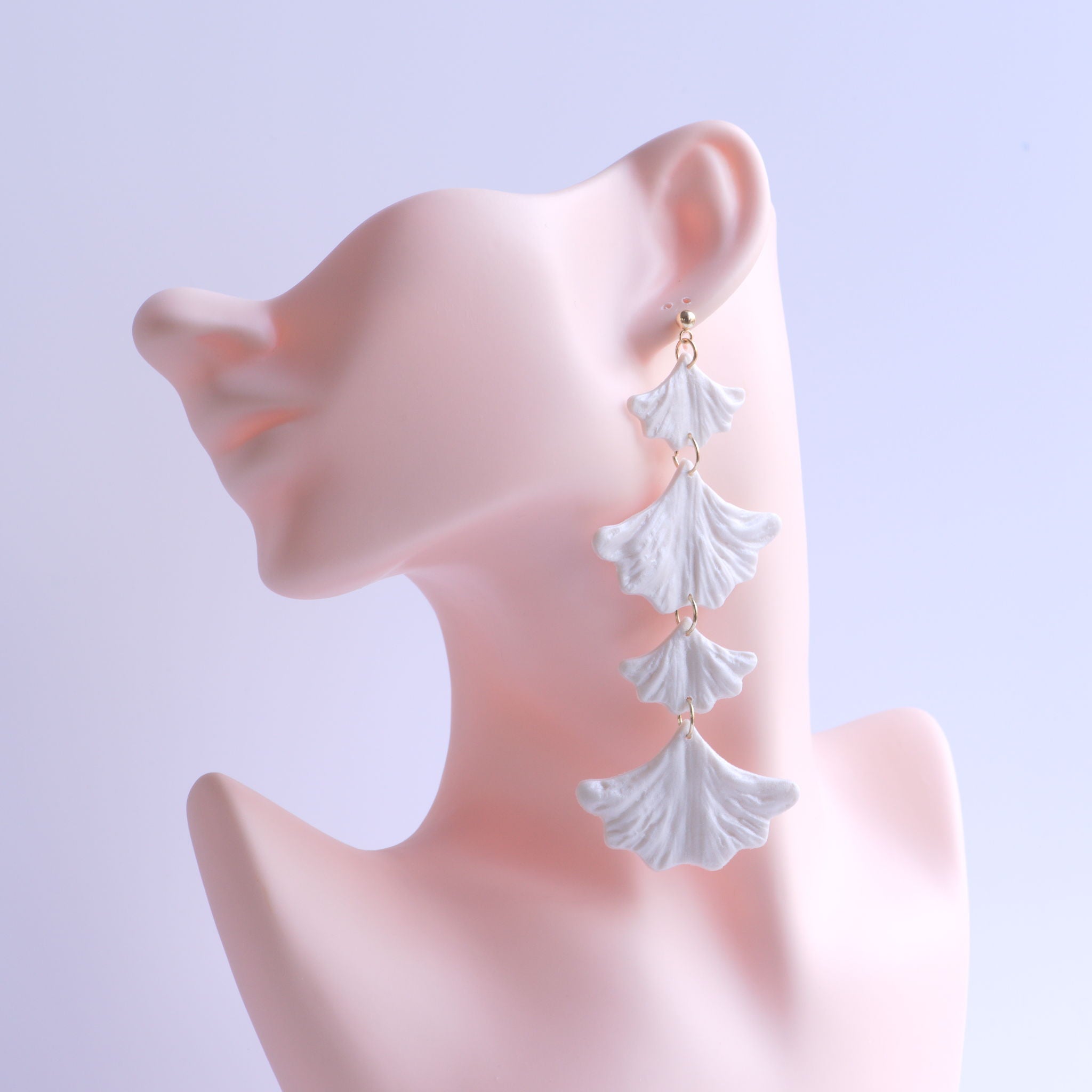 Pearl White Ginkgo Earrings