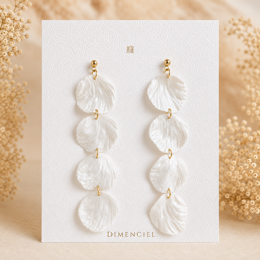 Pearl White Dangle Round Earrings