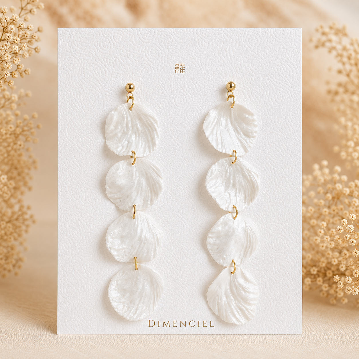 Pearl White Dangle Round Earrings