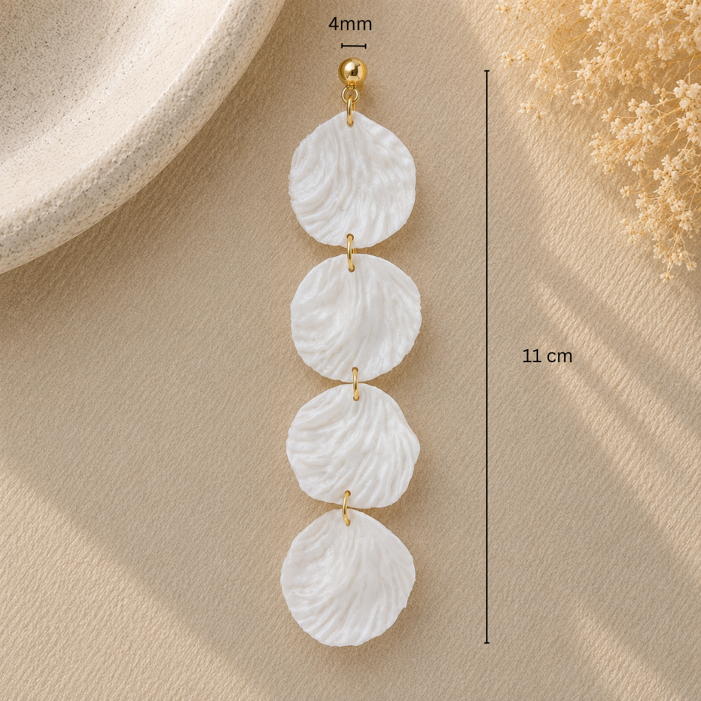 Pearl White Dangle Round Earrings