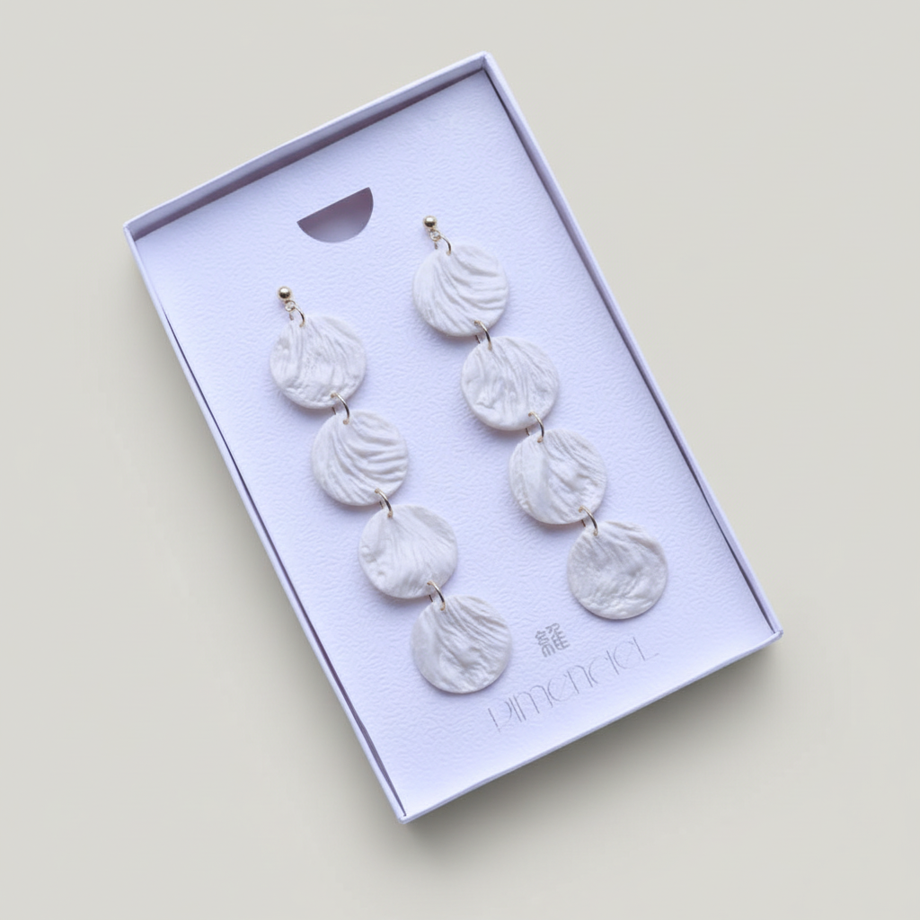 Drop Dangle Earrings Pearl White Lightweight Round