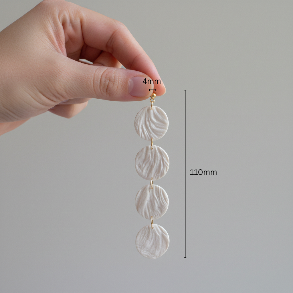 Drop Dangle Earrings Pearl White Lightweight Round