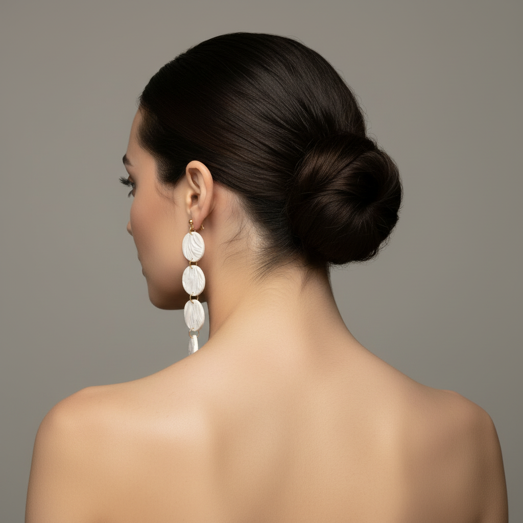 Drop Dangle Earrings Pearl White Lightweight Round