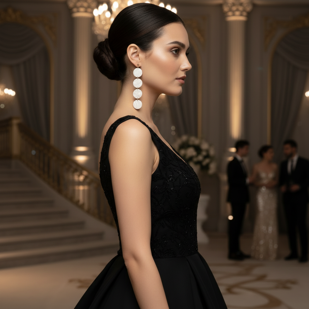 Drop dangle earrings pearl white lightweight round