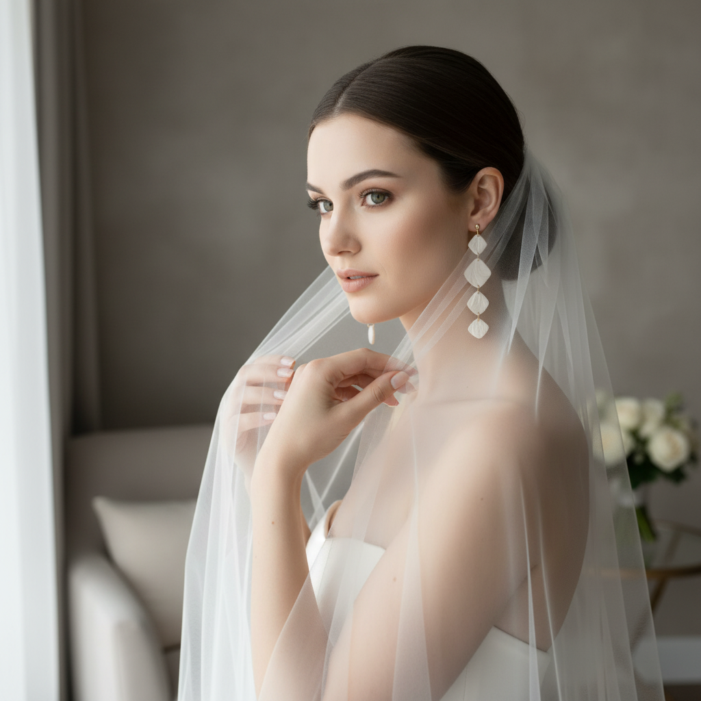 Drop dangle earrings pearl white lightweight square