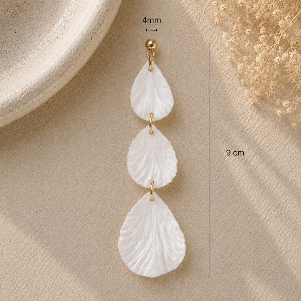Pearl White Cascading Teardrop Earrings