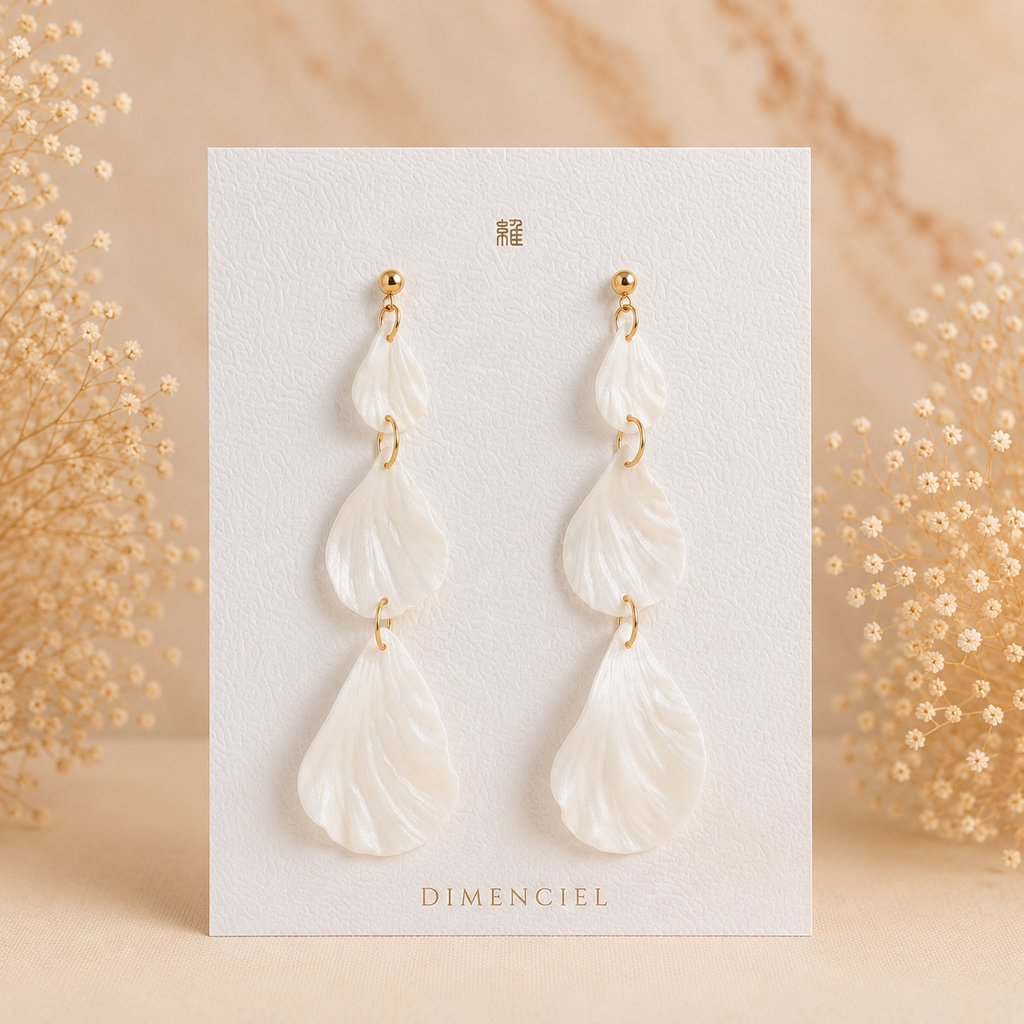 Pearl White Cascading Teardrop Earrings